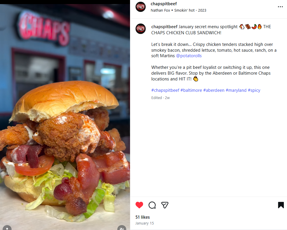 Chaps Pit Beef Instagram Post